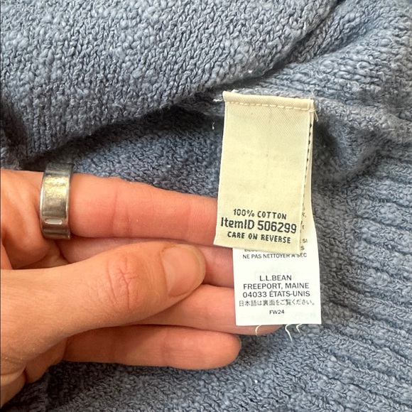 L.L. Bean Women’s Blue 100% Cotton Textured Roll Nexk Crewneck Sweater - Picture 5 of 7